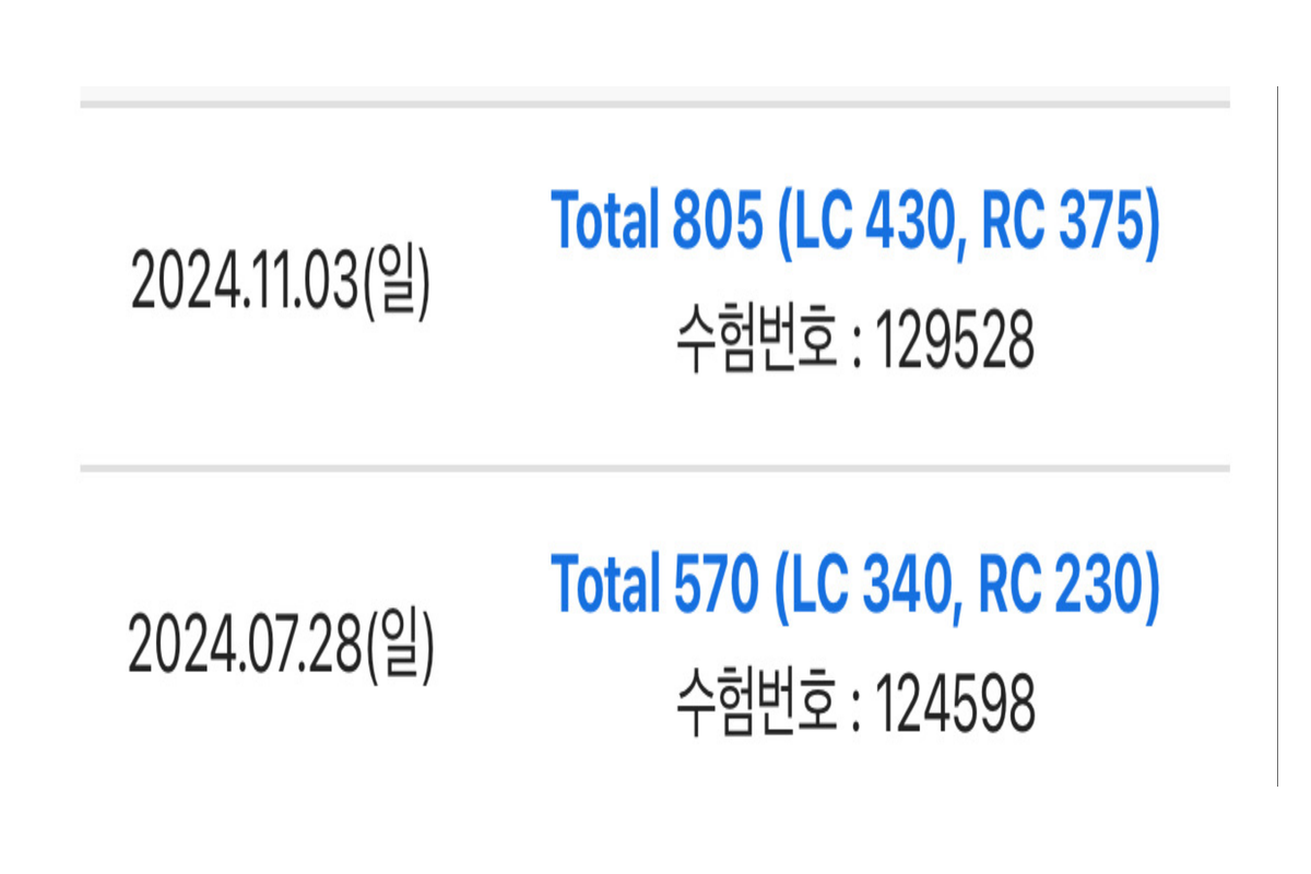 3개월 230점 상승 인증